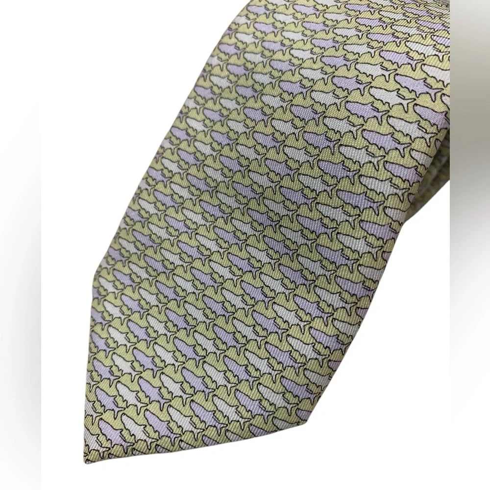 Vineyard Vines Classic Blue Fish Silk Tie